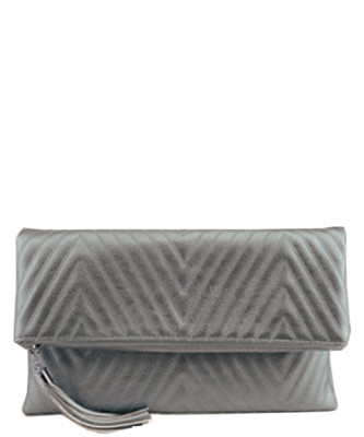 Chevron Quilted Bifold Crossbody Clutch LP048QA PEWTER